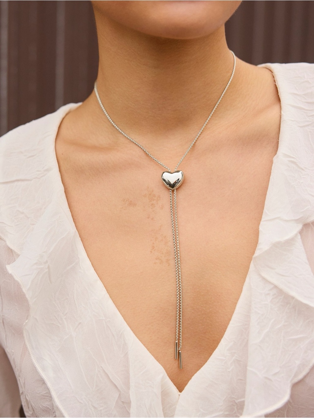 NEW✨ Hillberg & Berk Puffy Heart Bolo Tie Necklace Sterling Silver